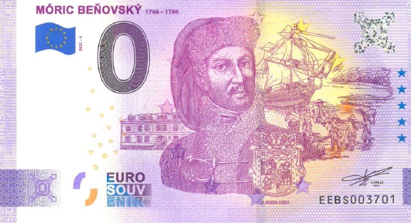Bankovka 0 Euro s motívom Móric Beňovský
